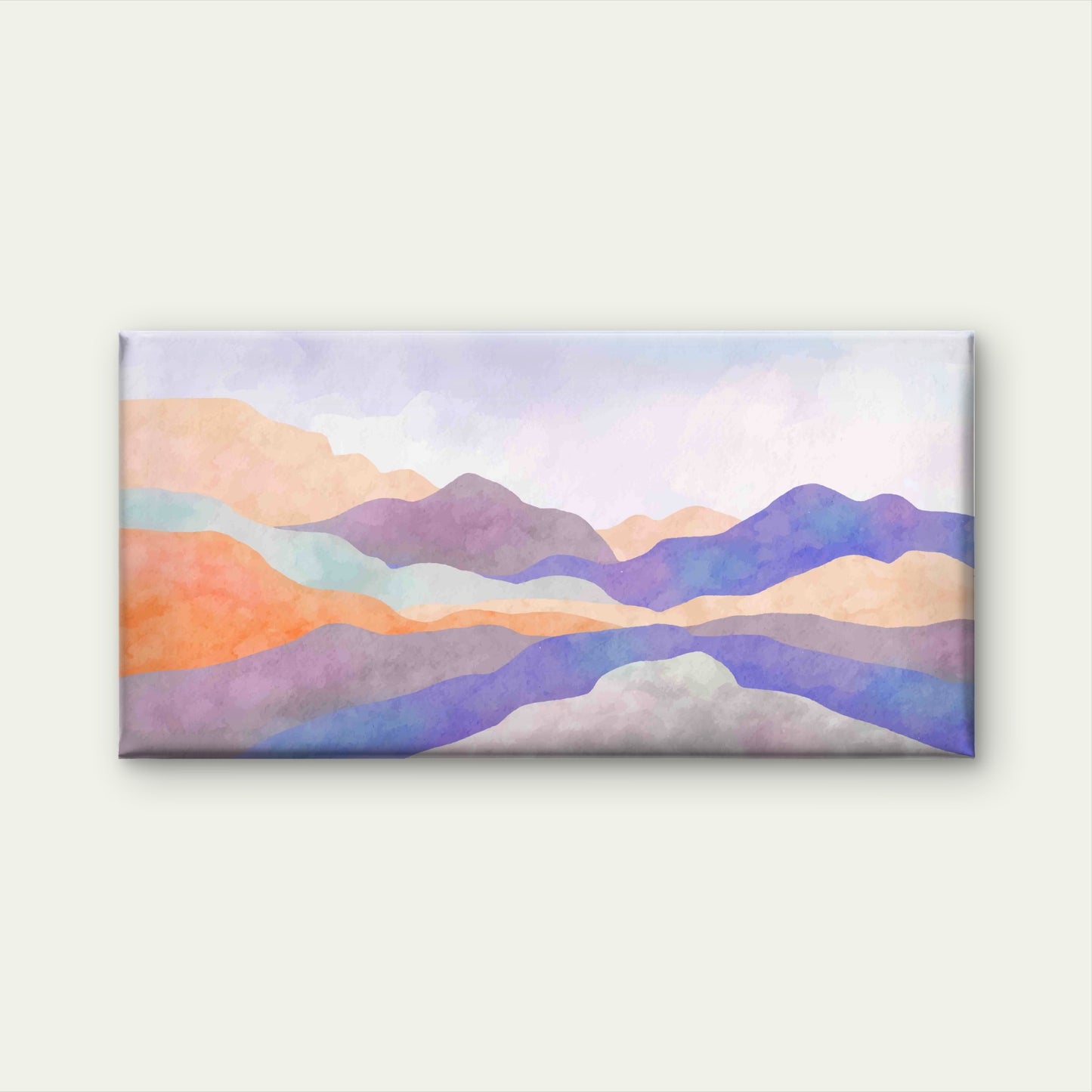 Serene Watercolor Peaks Wall Art Canvas Office Home Room Framed 120x60cm - Bella Home Decor