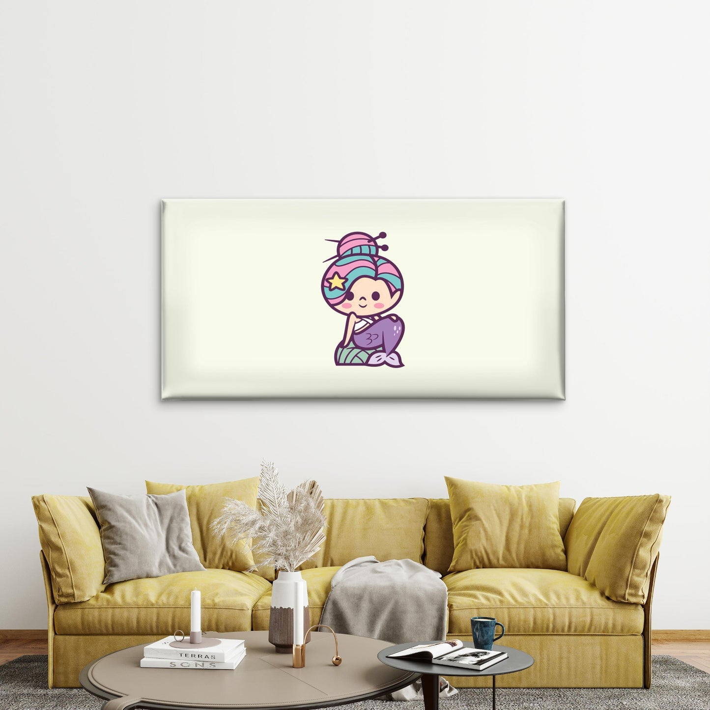 Aquatic Princess Pastel Pink Wall Art Canvas Office Home Room Framed 120x60cm