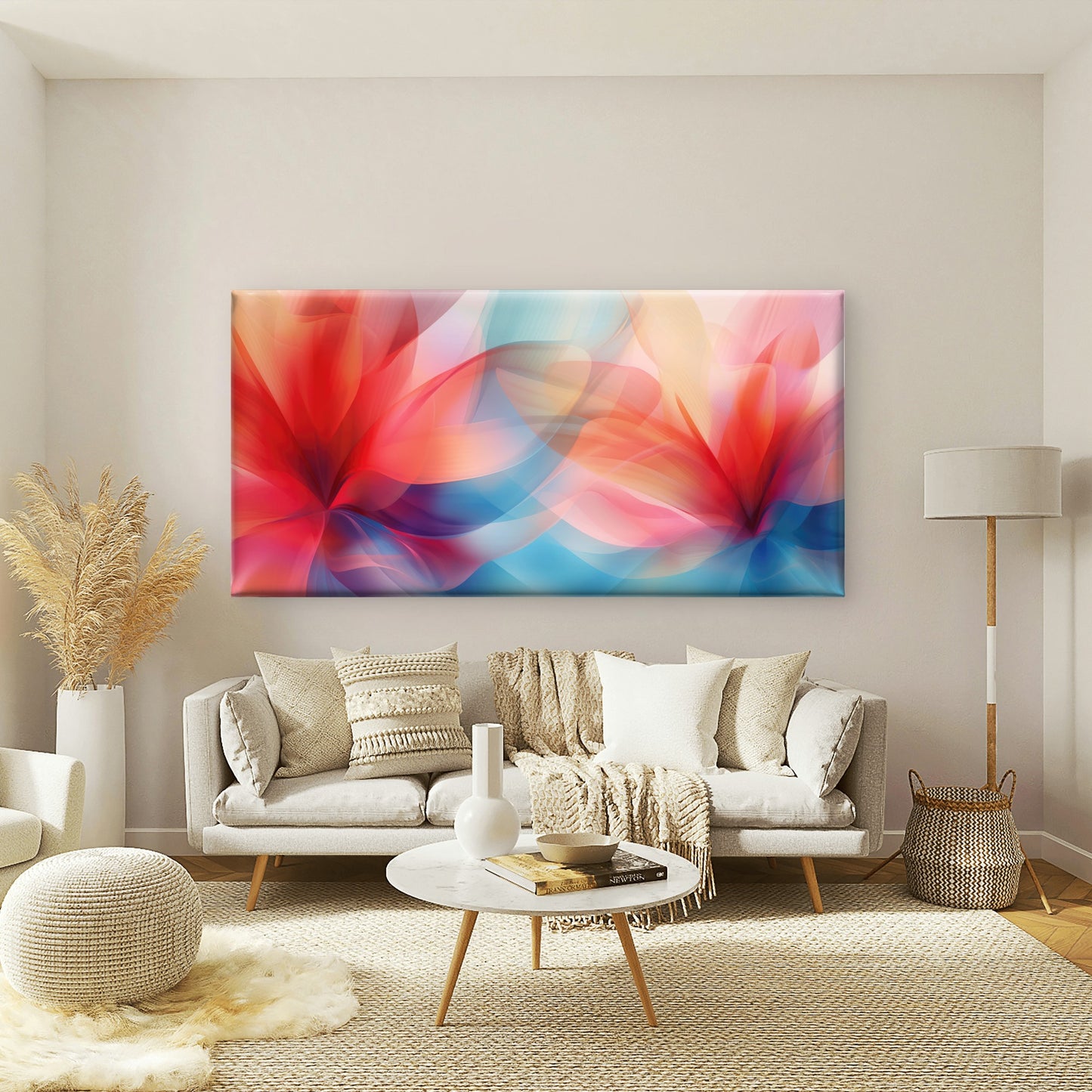 Vibrant Abstract Floral Petals Wall Art Canvas Office Home Room Framed 120x60cm