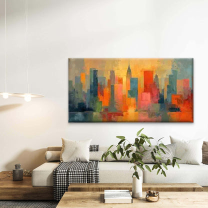 Modern Abstract Cityscape Wall Art Canvas Office Home Room Framed 120x60cm - Bella Home Decor