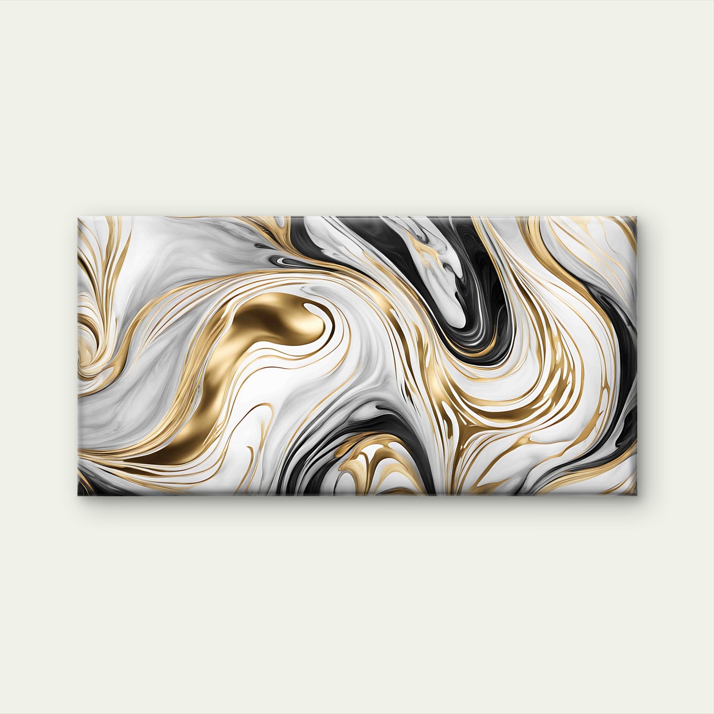 Abstract Black And Gold Marble Wall Art Canvas Office Home Room Framed 120x60cm