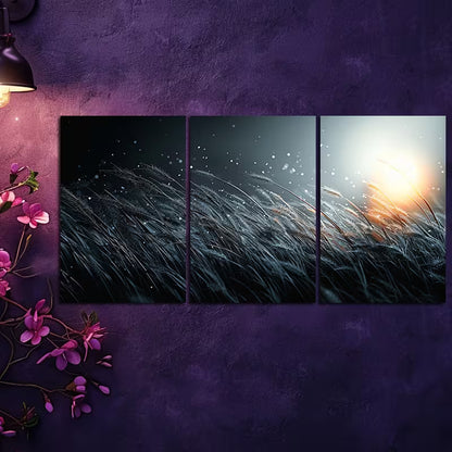 3pcs Crazy Grass Design Wall Art Set Canvas Framed 40x60cm - High Quality Print 100% Australian Made Wall Canvas Ready to Hang - Bella Home Decor