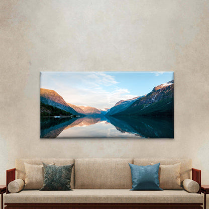 Norwegian Fjord Reflection Wall Art Canvas Office Home Room Framed 120x60cm