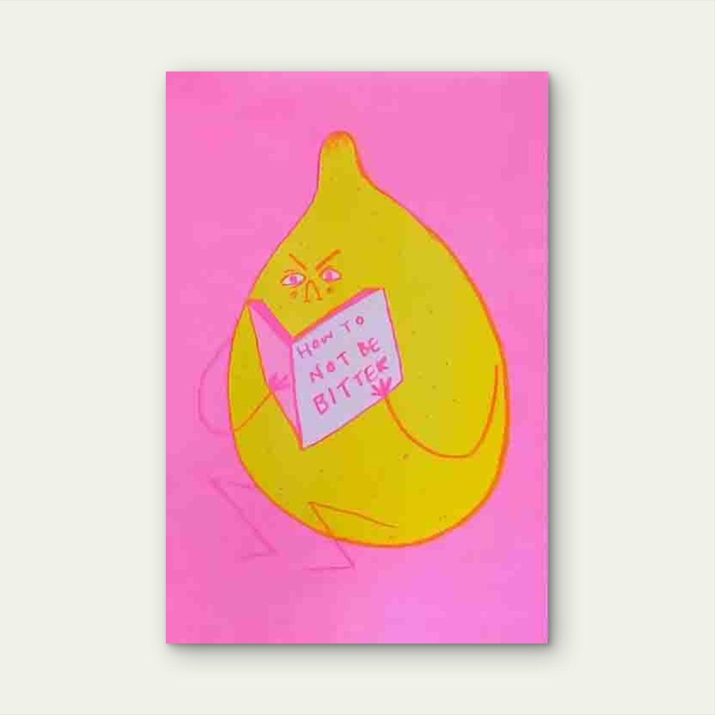 Humorous Lemon Reading 60x90cm Metal Print Ready to Hang