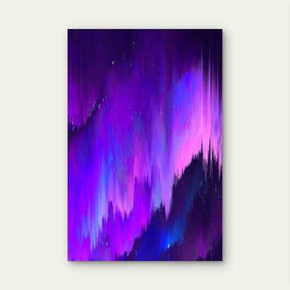 Abstract Purple And Blue Glitch Art Metal Print Ready to Hang - Bella Home Decor