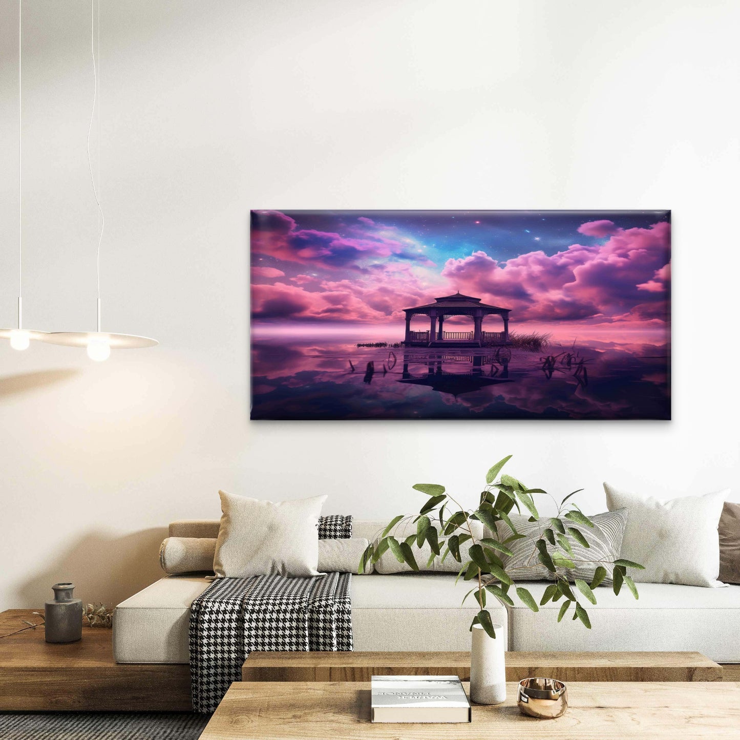 Fantasy Style Clouds Gazebo Wall Art Canvas Office Home Room Framed 120x60cm - Bella Home Decor