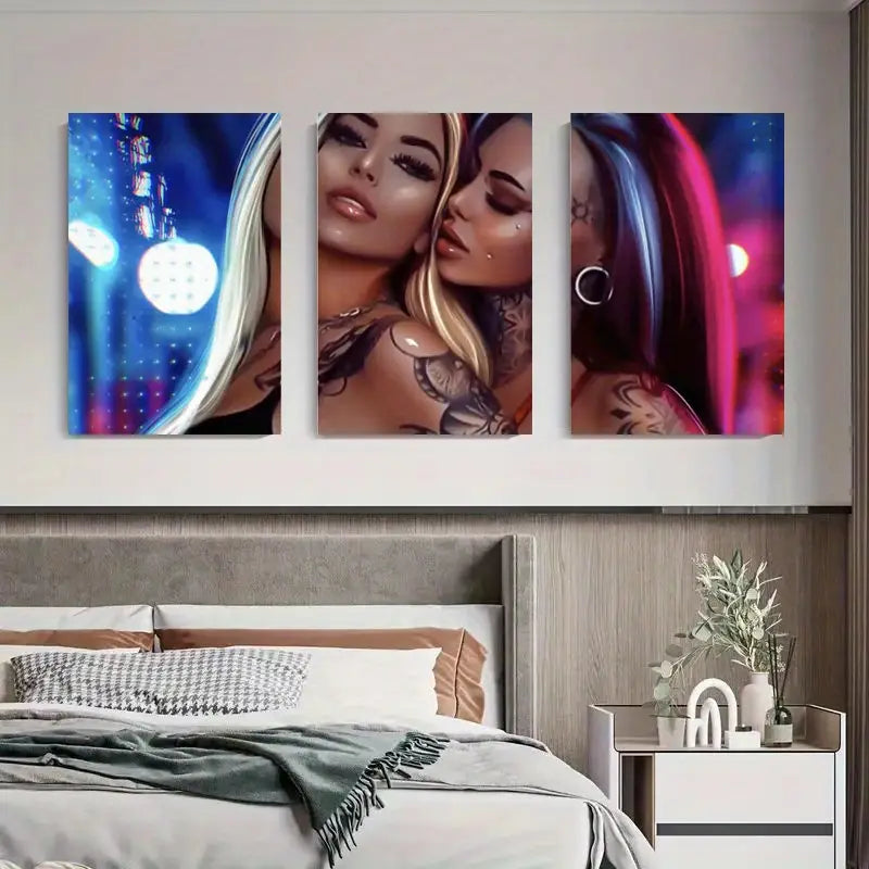 3pcs Sexy Tattooed Women Metal Print Ready to Hang Art