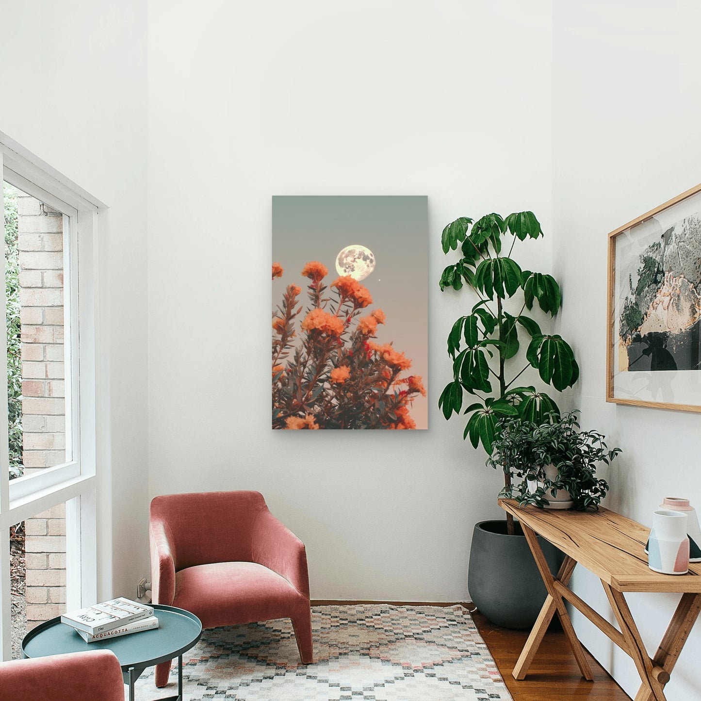 Vanilla Sky with Full Moon Nature 60x90cm Metal Print Ready to Hang