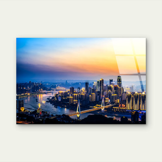 Chongqing China City Skyline Glass Printing Wall Art Australian Made Quality
