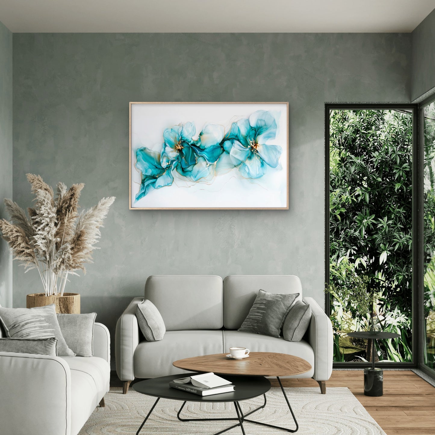 Modern Blue White Flowers Design Wall Art Decor 100% Australian Made - Bella Home Decor