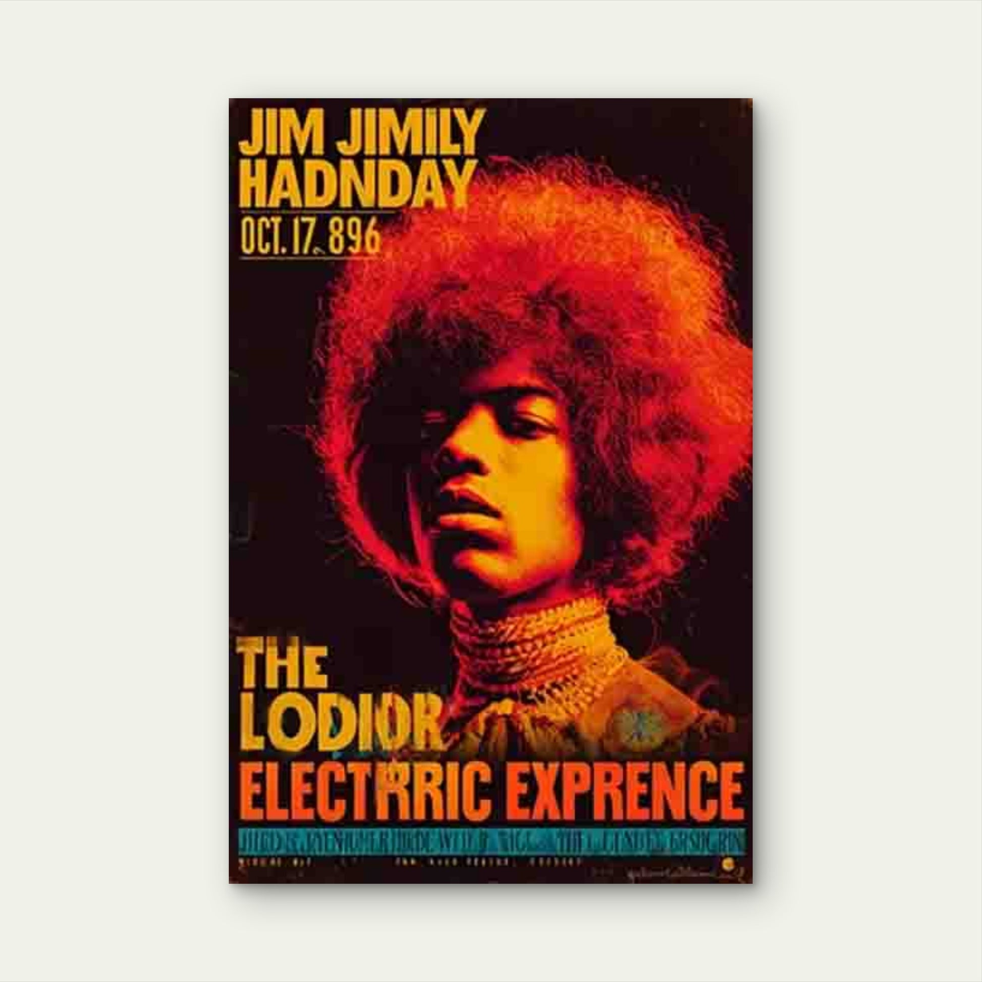 Jimi Hendrix-Inspired Electric Psychedelic Experience 60x90cm Metal Print Ready to Hang - Bella Home Decor