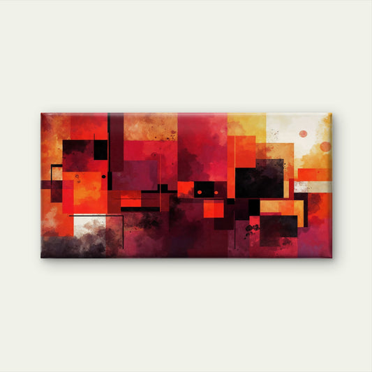 Red Orange Geometric Abstract Wall Art Canvas Office Home Room Framed 120x60cm