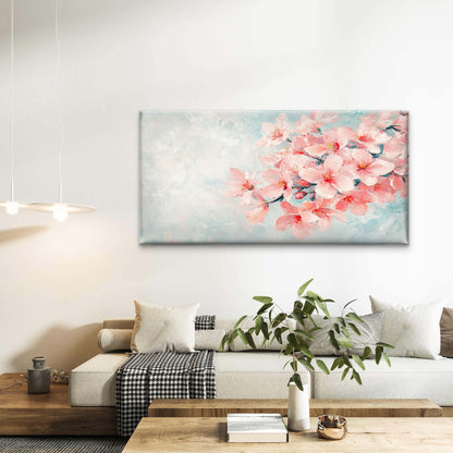 Soft Pink Cherry Blossom Floral Wall Art Canvas Office Home Room Framed 120x60cm - Bella Home Decor