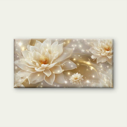 Golden for Lotus & Sparkling Wall Art Canvas Office Home Room Framed 120x60cm