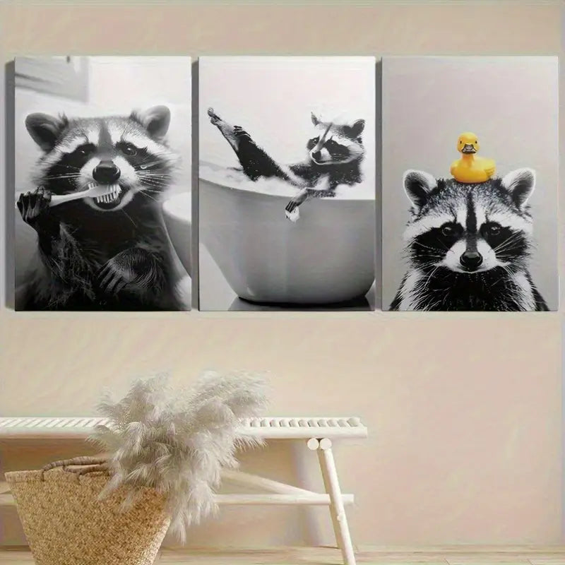 3pcs Black And White Style Featuring Trendy AnimalMetal Print Ready to Hang Art - Bella Home Decor