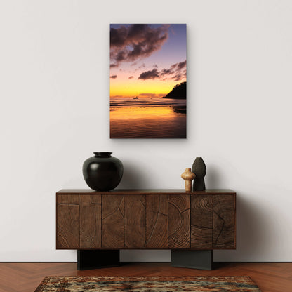 Queensland Tropical Beach Sunset Boat View 40x60cm Metal Print Ready to Hang