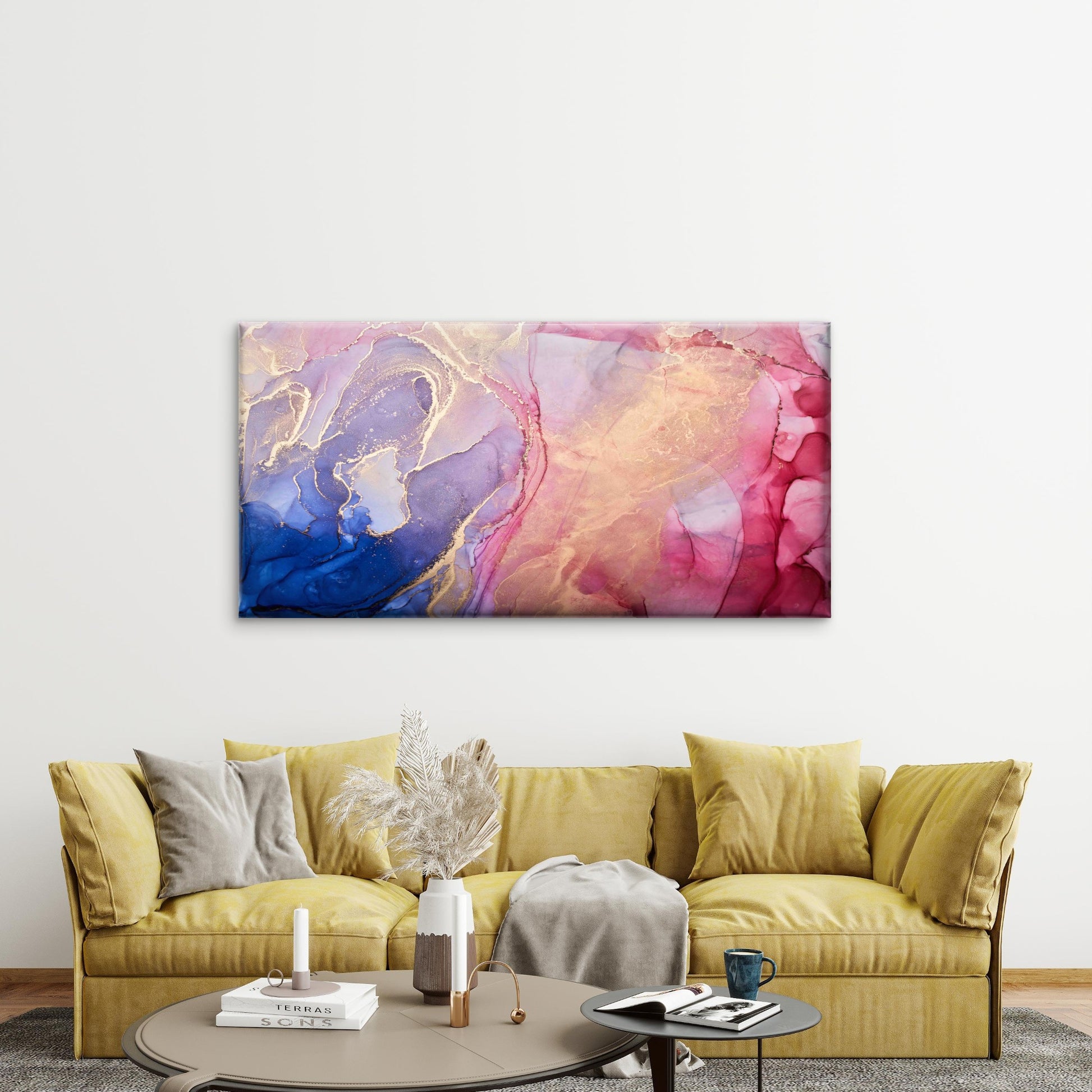 Colorful Abstract Alcohol Ink Wall Art Canvas Office Home Room Framed 120x60cm - Bella Home Decor