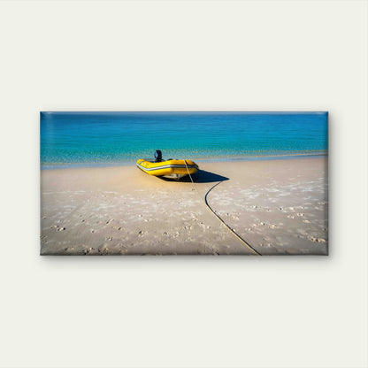 Inflatable Boat on Shoreline Wall Art Canvas Office Home Room Framed 120x60cm - Bella Home Decor