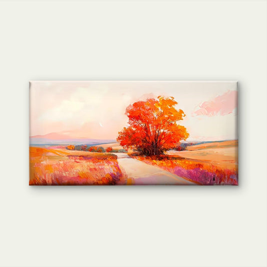 Autumn with a Road And Trees Wall Art Canvas Office Home Room Framed 120x60cm