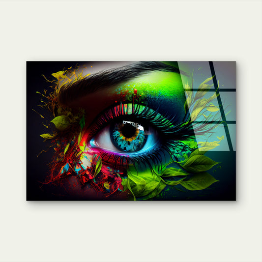 Vibrant Psychedelic Colorful Eye Acrylic Glass Printing Wall Art Australian Made Quality