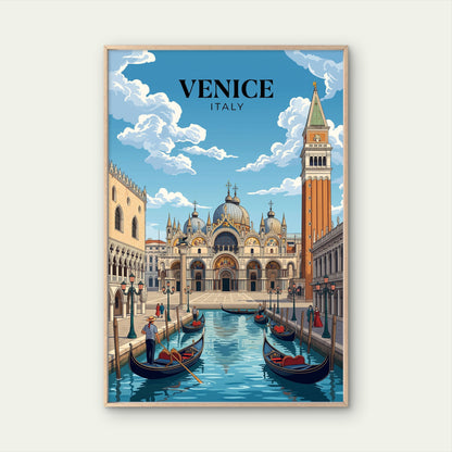 Venice Italy Gondola St Marks Square Travel Poster Print Wall Art