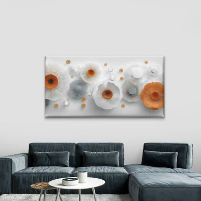 Abstract Floral Orange & White Wall Art Canvas Office Home Room Framed 120x60cm - Bella Home Decor