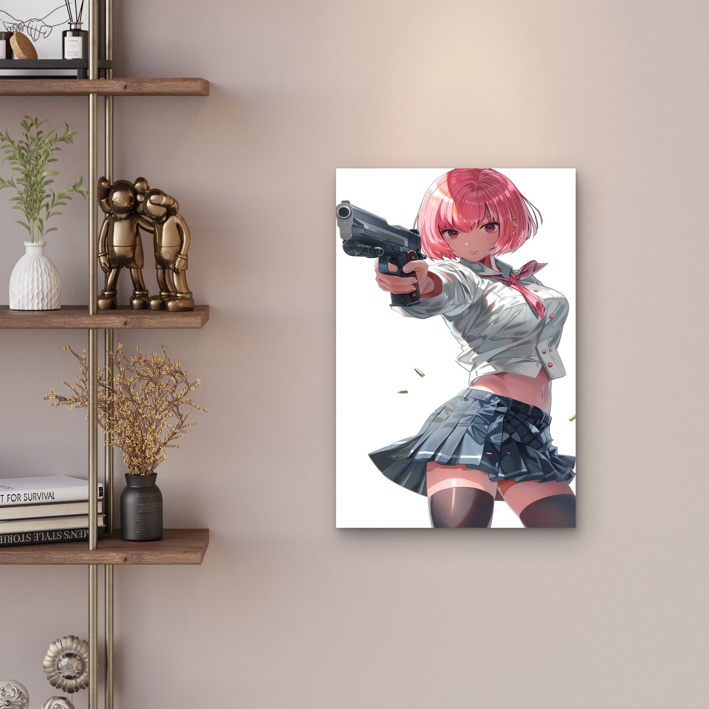 Tactical Pink: A Girl With A Gun 60x90cm Metal Print Ready to Hang - Bella Home Decor