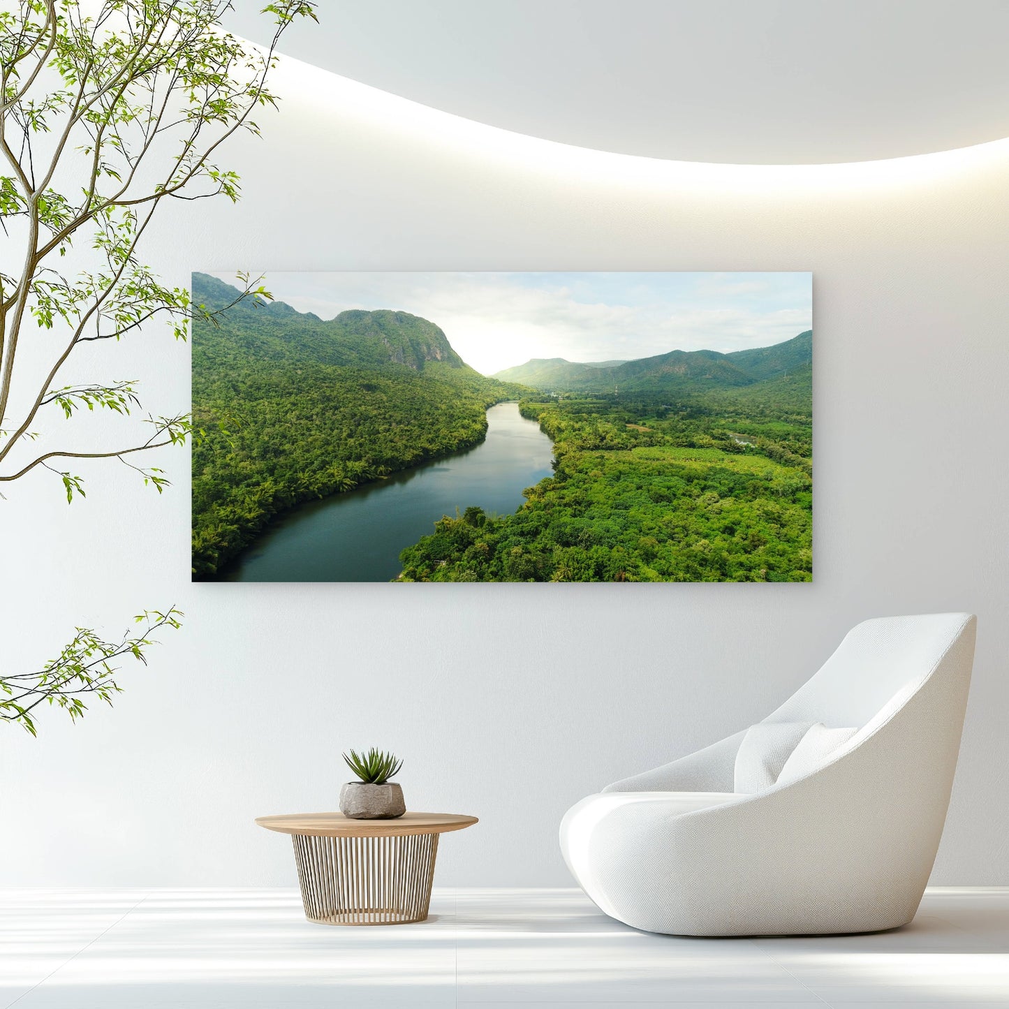 Alvord River Through Rainforest Wall Art Canvas Office Home Room Framed 120x60cm