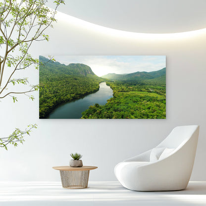 Alvord River Through Rainforest Wall Art Canvas Office Home Room Framed 120x60cm