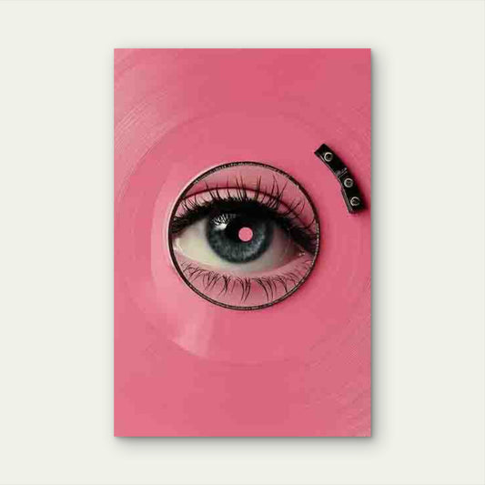 Vintage 80s Inspired Pink Retro Vinyl Record 40x60cm Metal Print Ready to Hang