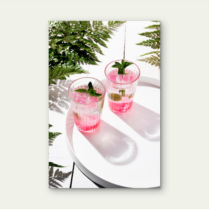 Two Pink Cocktails Garnished with Mint 60x90cm Metal Print Ready to Hang