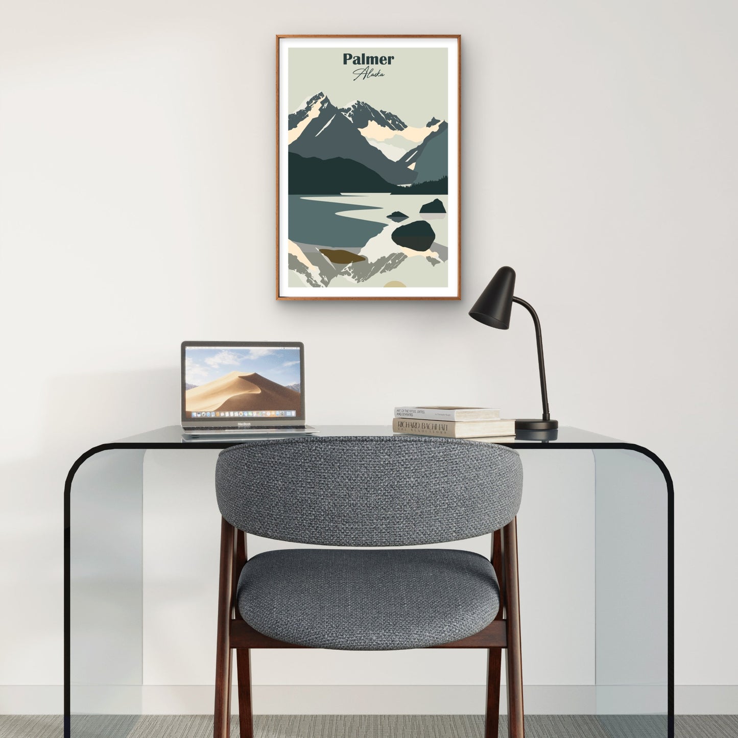 USA Palmer Alaska Mountain Lake Nature Vintage Travel Poster Print Wall Art