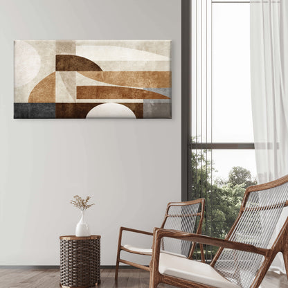 Modern Mid Century Geometric Shape Wall Art Canvas Office Home Framed 120x60cm