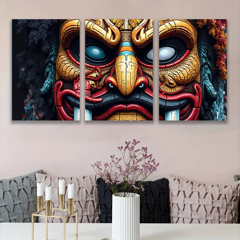 3pcs Mystery Mask Metal Print Ready to Hang Art