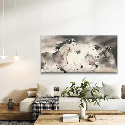 Minimalist Galloping Horses Wall Art Canvas Office Home Room Framed 120x60cm