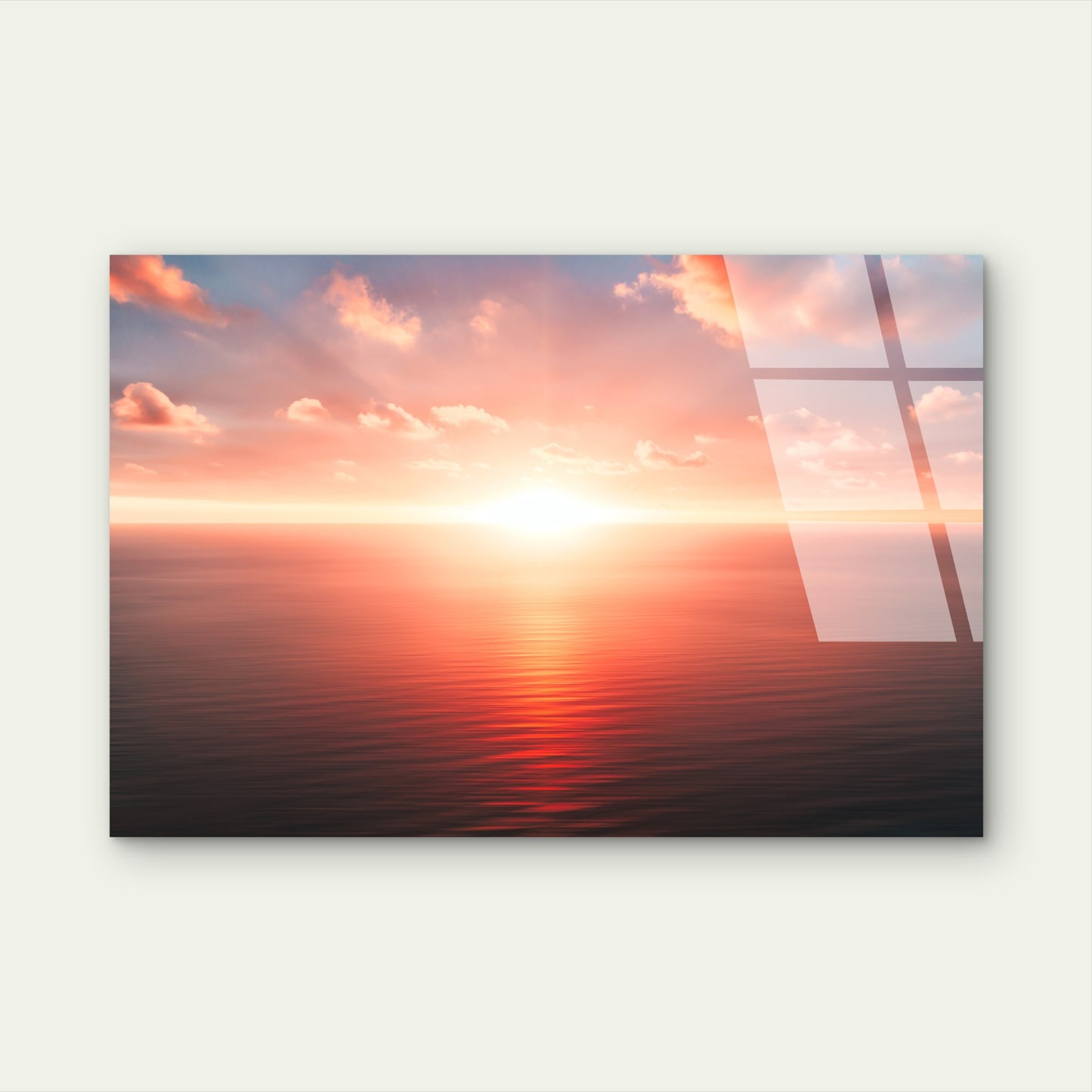 Ocean Horizon Golden Sun Rays Sunset Sky   Acrylic Glass Printing Wall Art Australian Made Quality