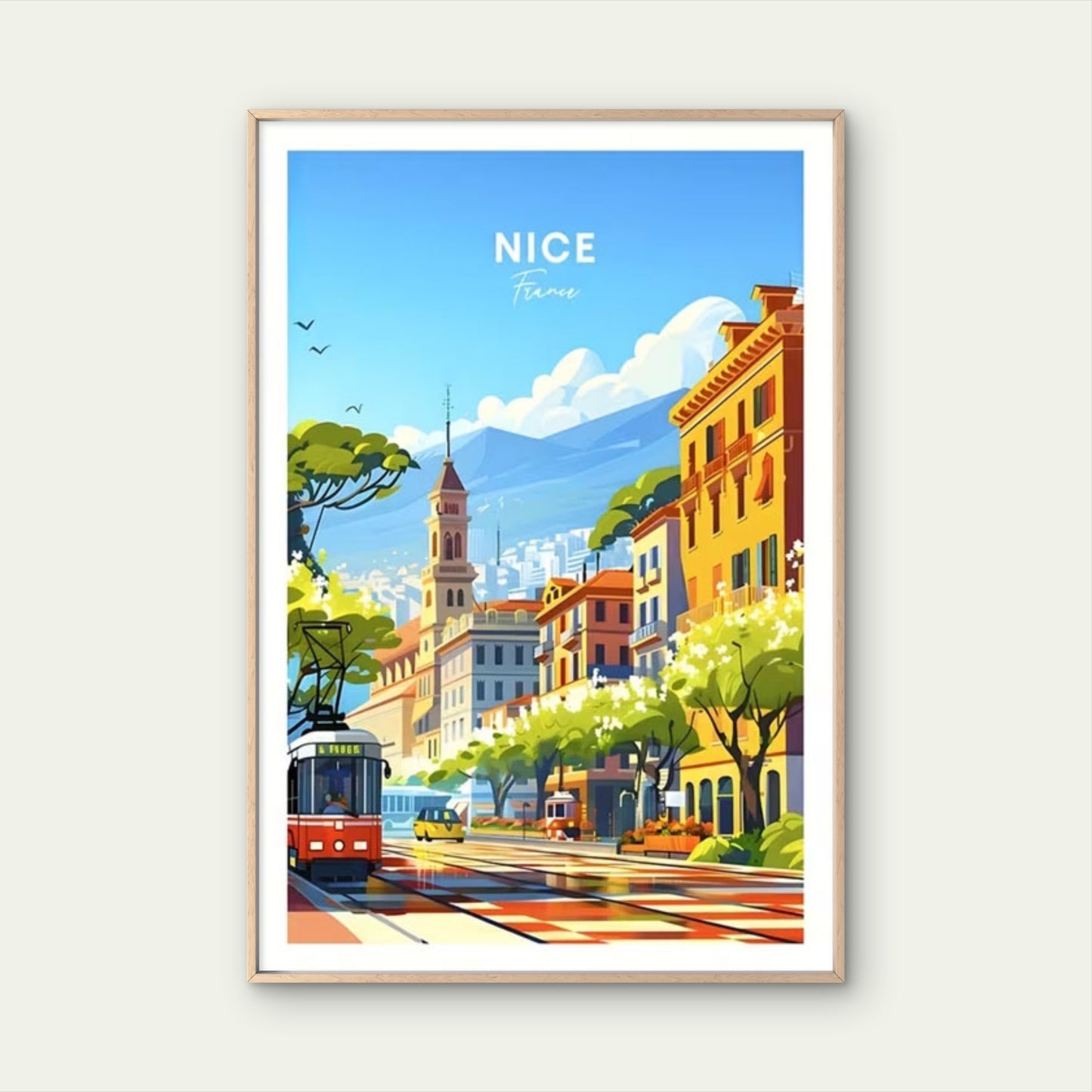 Nice French Riviera Coastal City Travel Poster Print Wall Art