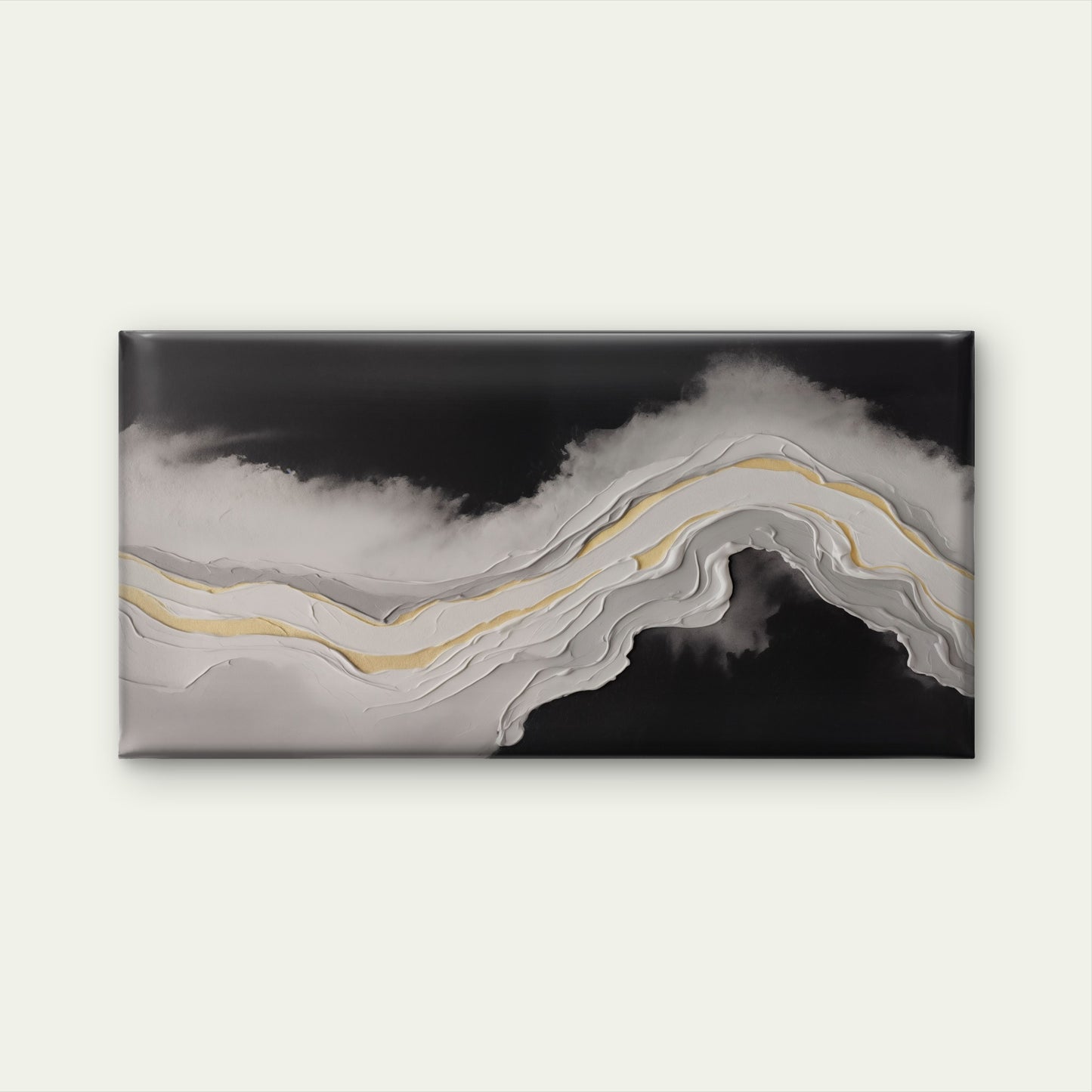 Abstract Black White Gold Textured Wall Art Canvas Office Home Framed 120x60cm