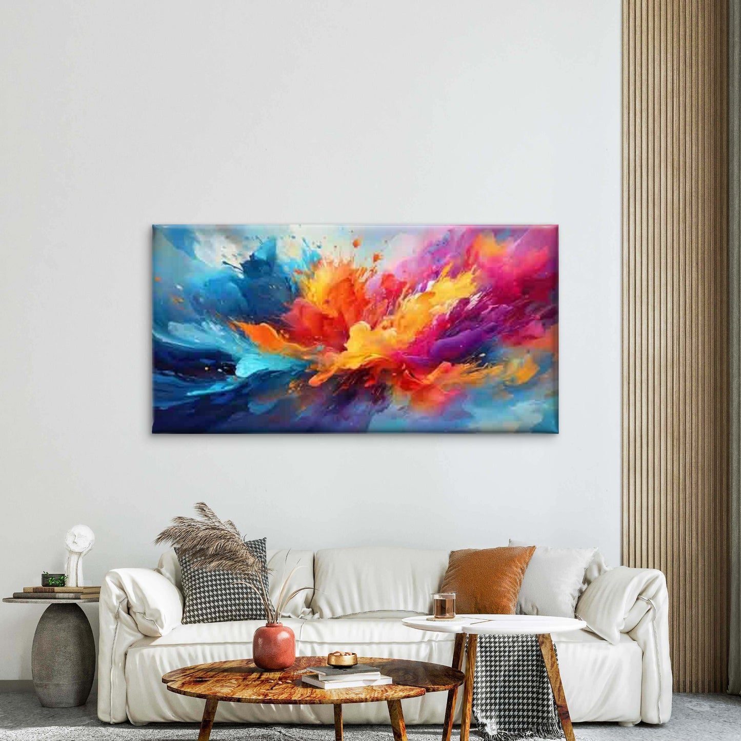 Abstract with a Vibrant Explosi Wall Art Canvas Office Home Room Framed 120x60cm