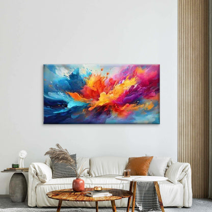 Abstract with a Vibrant Explosi Wall Art Canvas Office Home Room Framed 120x60cm