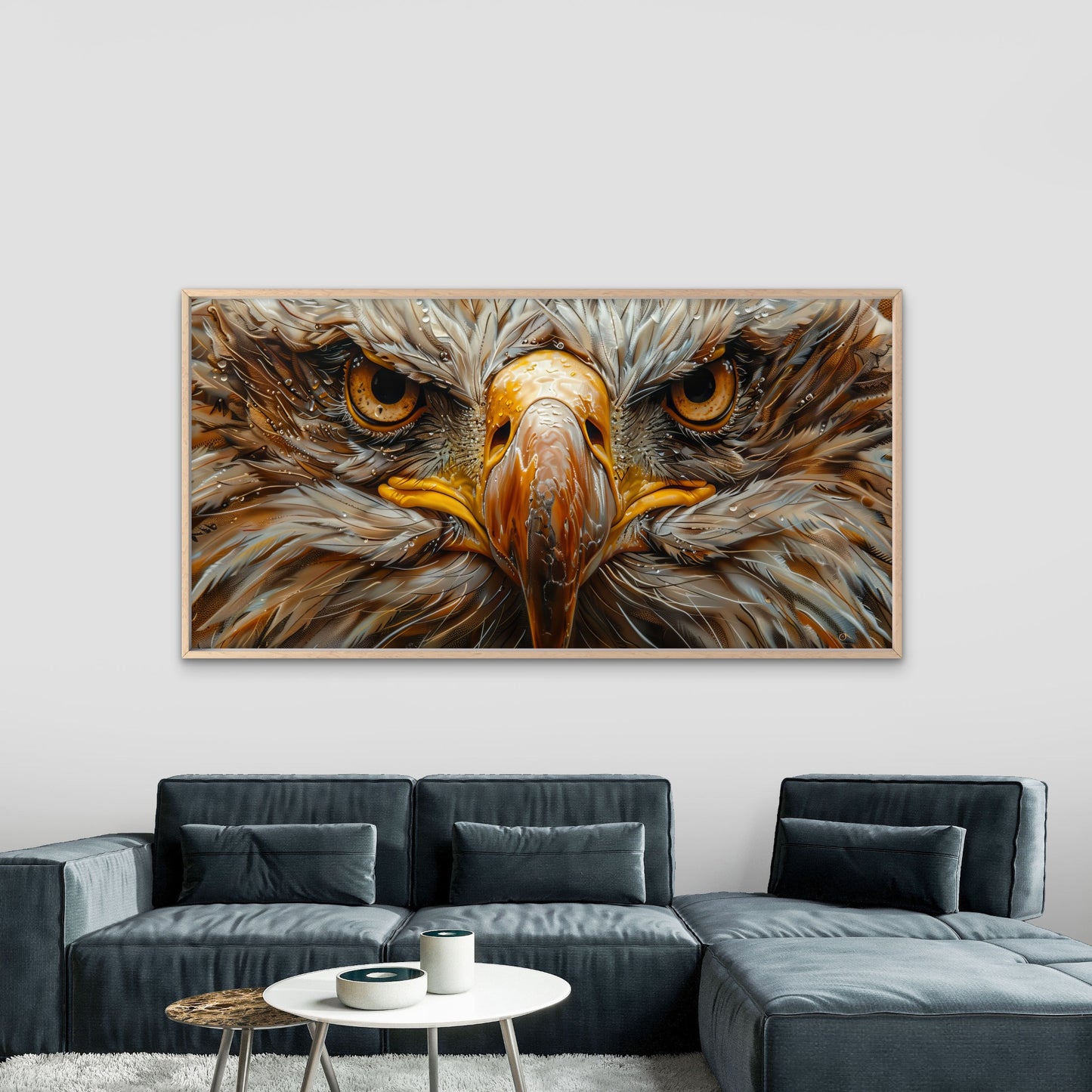 Fierce Eagle Eyes Gaze Wall Art Canvas Office Home Room Framed 120x60cm