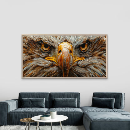 Fierce Eagle Eyes Gaze Wall Art Canvas Office Home Room Framed 120x60cm