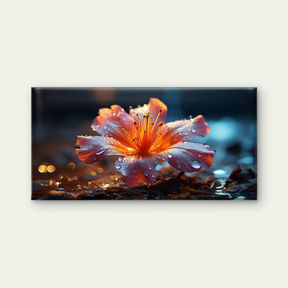 Orange Flower In The Dark Wall Art Canvas Office Home Room Framed 120x60cm