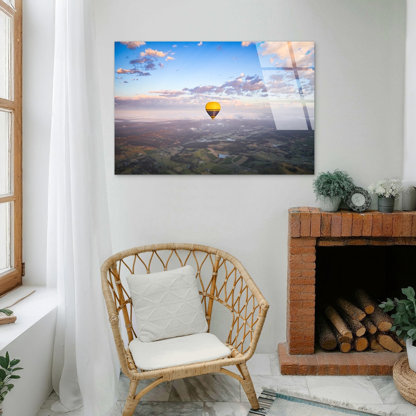 Hunter Valley Hot Air Balloon Flight  Acrylic Glass Printing Wall Art Australian Made Quality