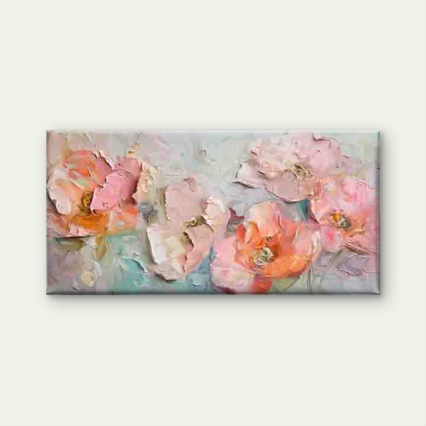 Abstract Floral Pink Peach TulipWall Art Canvas Office Home Room Framed 120x60cm