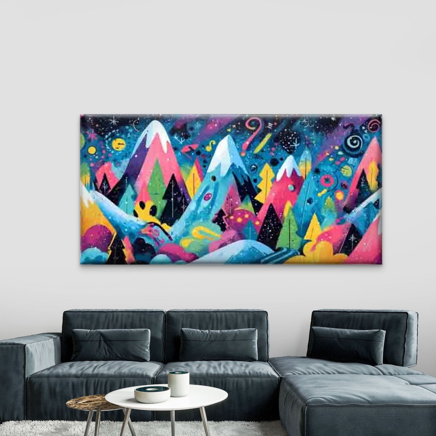 Colorful Abstract Mountain Wall Art Canvas Office Home Room Framed 120x60cm
