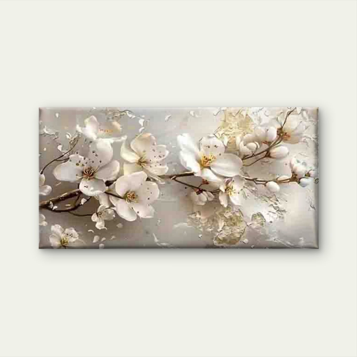 White Blossoms in Full Bloom Wall Art Canvas Office Home Room Framed 120x60cm