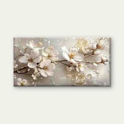 White Blossoms in Full Bloom Wall Art Canvas Office Home Room Framed 120x60cm