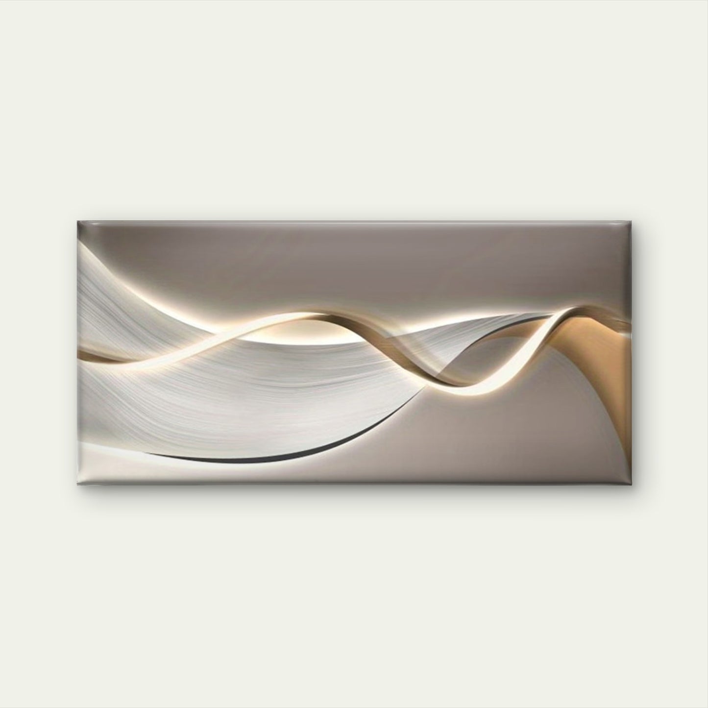 Beige Color Wave Painting Wall Art Canvas Office Home Room Framed 120x60cm