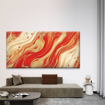 Red And Gold Glitter Liquid Wall Art Canvas Office Home Room Framed 120x60cm